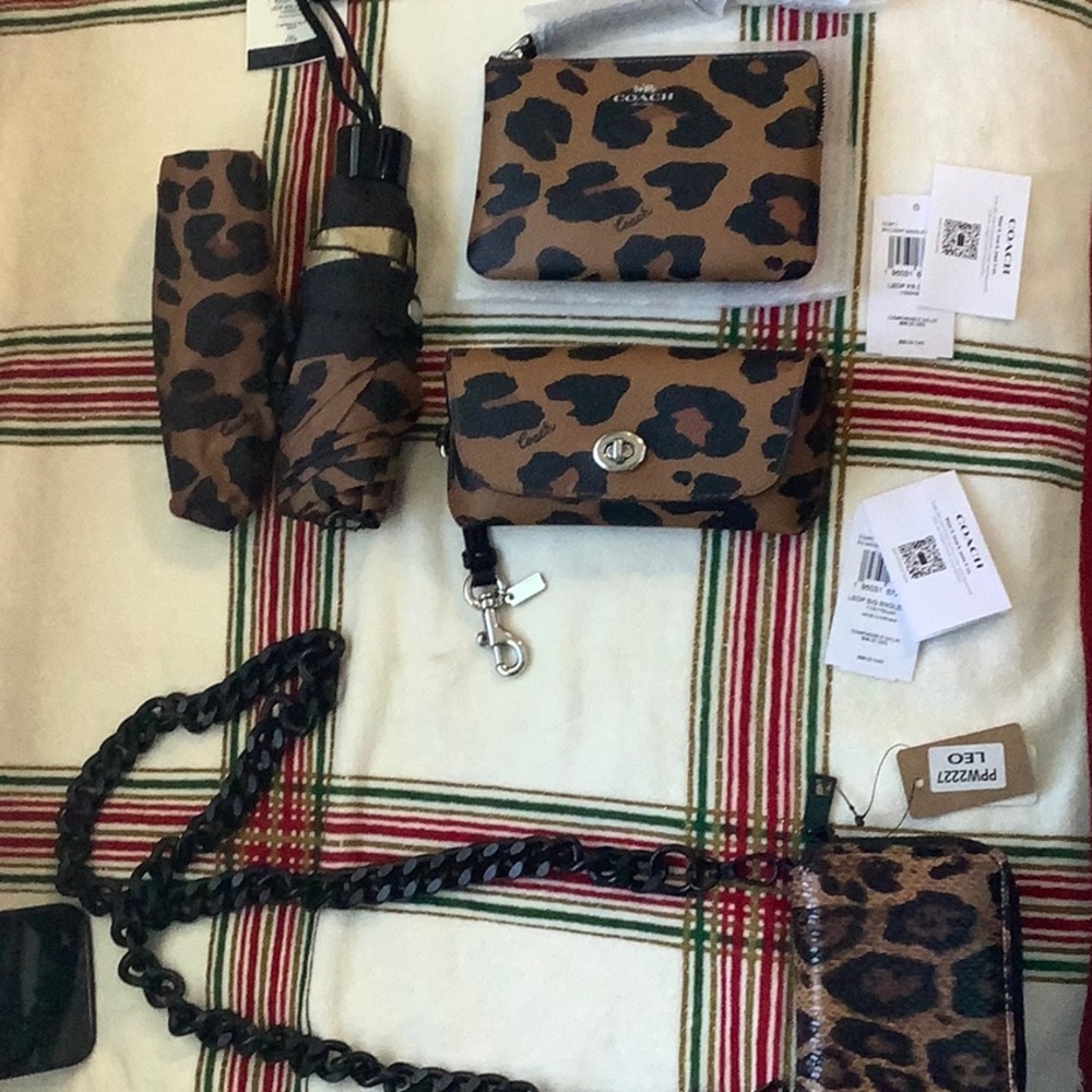 Coach Umbrella, Eyeglass case, and small wristlet.  Plus bonus crossbody wallet